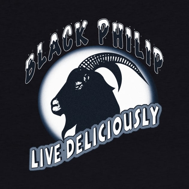 Black Phillip - Live Deliciously - Vintage Cartoon Goat gothic cartoon by nowsadmahi
